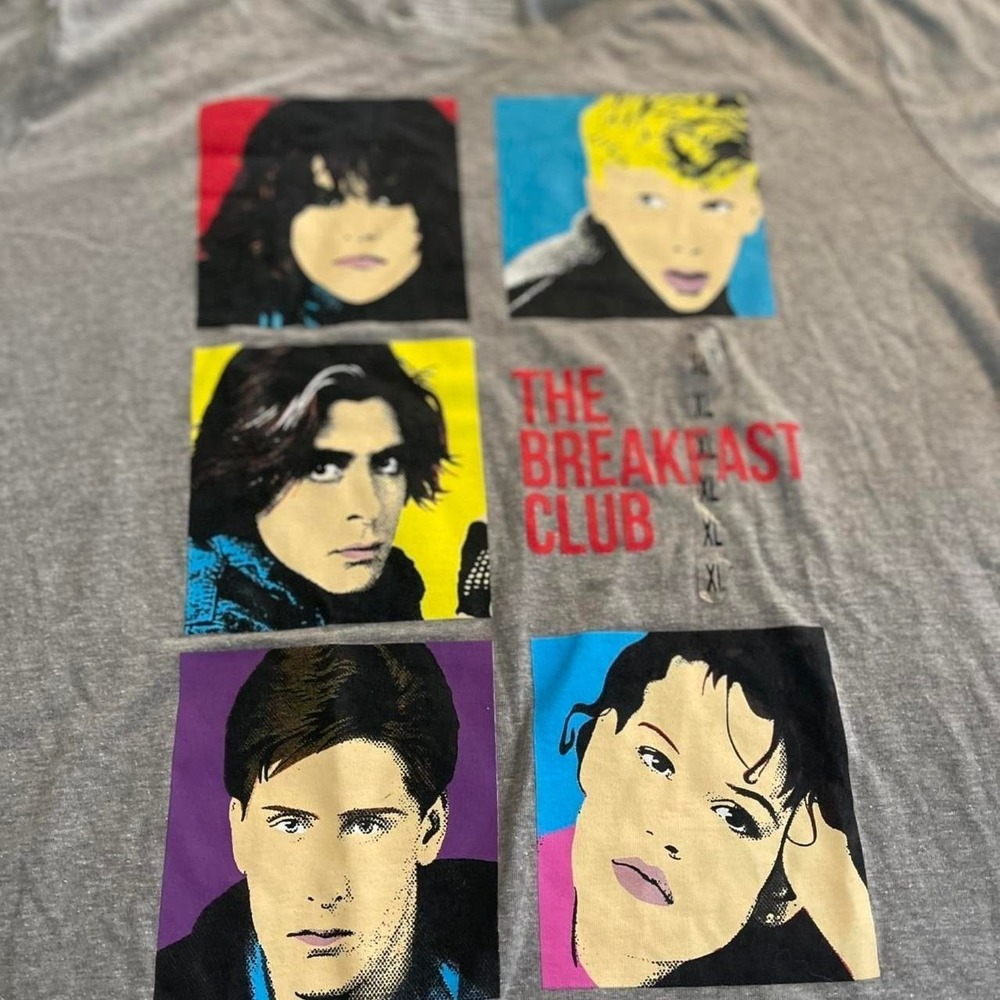 The Breakfast Club Movie Graphic T-Shirt Gray Heather XL 80s Pop Art Cast Tee
